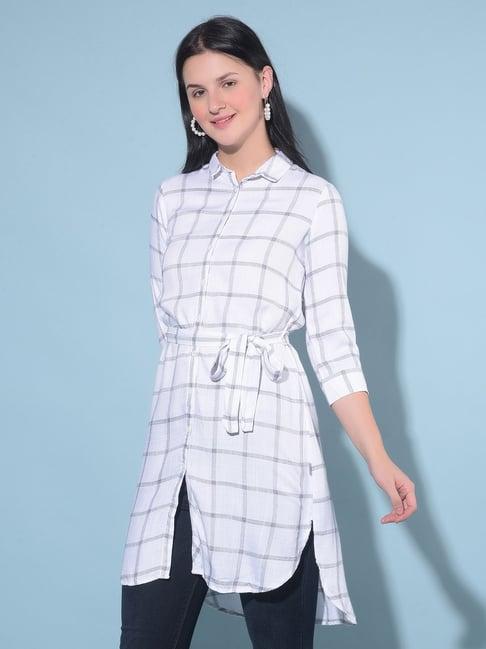 crimsoune club white checks long shirt