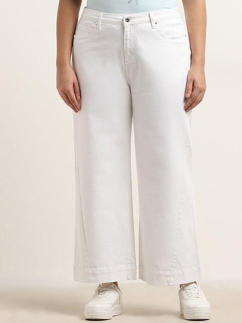 gia by westside white flared fit mid rise jeans