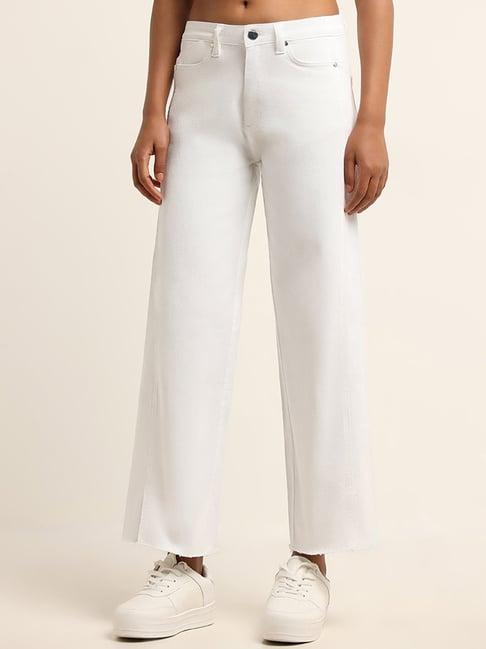 lov by westside white mid rise straight-leg fit jeans