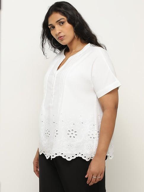 gia by westside white schiffli design blouse