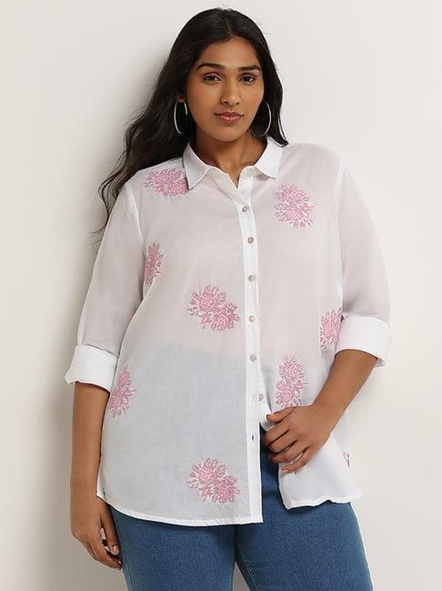 diza by westside white floral embroidered tunic