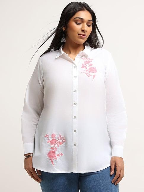 diza by westside white floral embroidered tunic