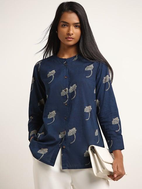 utsa by westside blue floral print tunic