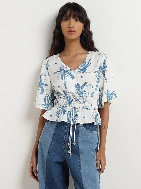 bombay paisley by westside white floral printed top