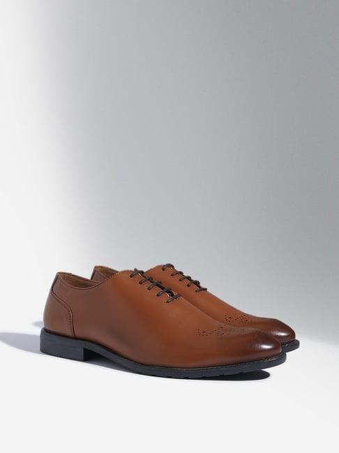 soleplay by westside dark tan lace-up formal shoes