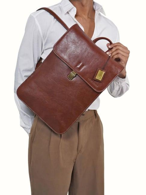 hidesign wabi sabi tan leather medium backpack