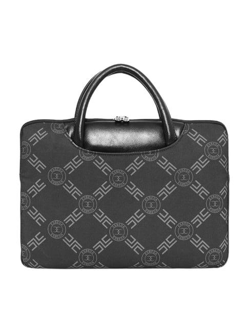 esbeda black printed medium laptop bag - 15 inches