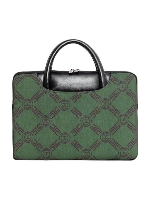 esbeda green printed medium laptop bag - 15 inches