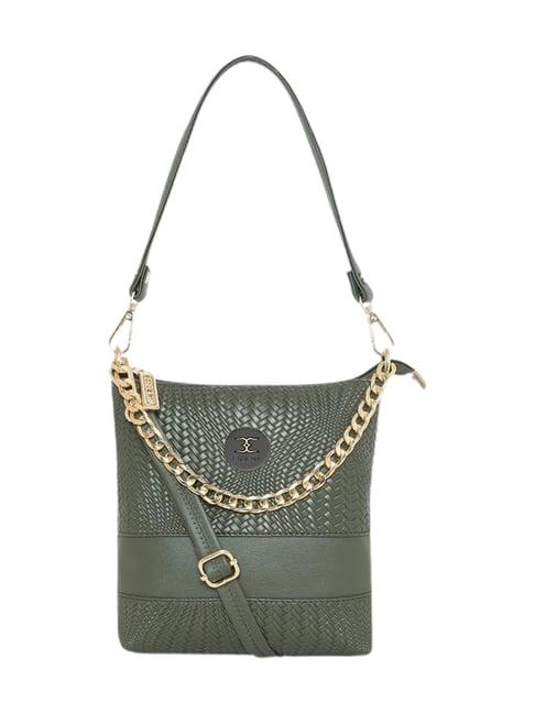 esbeda dark olive textured medium shoulder bag