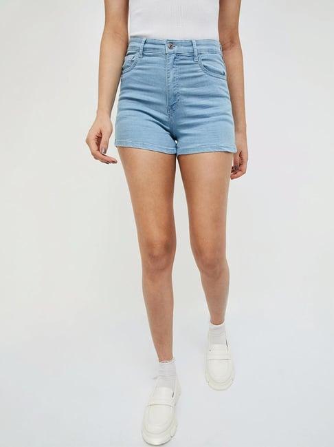 ginger by lifestyle blue cotton shorts