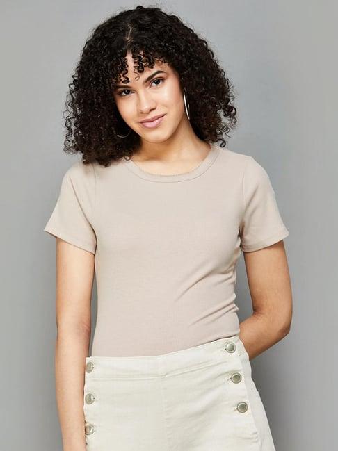 fame forever by lifestyle beige regular fit top