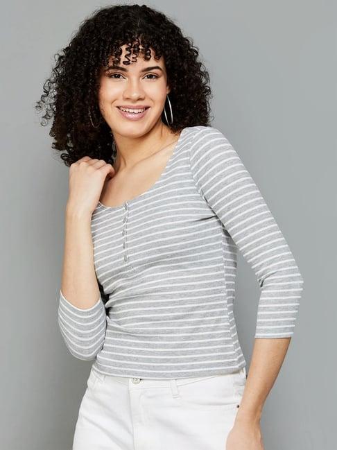 fame forever by lifestyle grey striped top