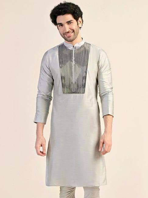 kisah grey regular fit embellished kurta