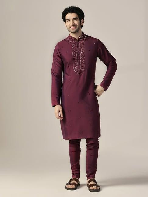 kisah pink regular fit embellished kurta bottom set