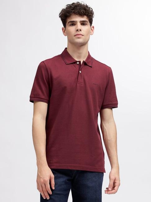 gant red regular fit cotton polo t-shirt