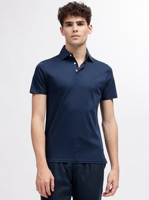 bruun & stengade navy regular fit cotton polo t-shirt