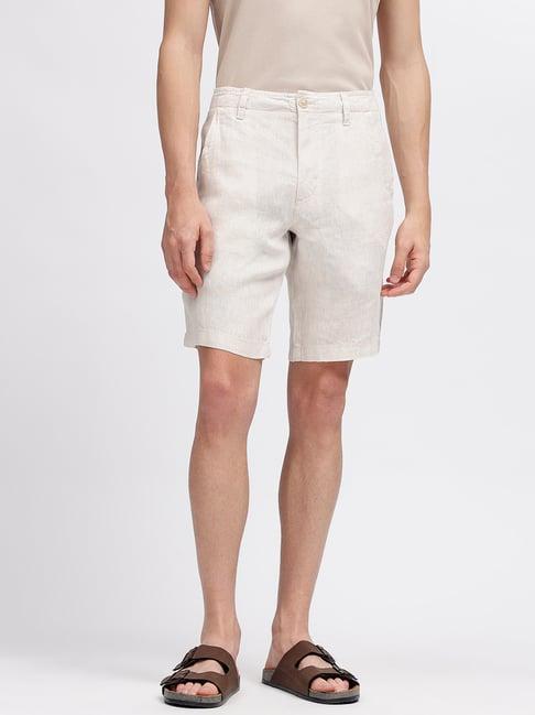 bruun & stengade beige regular fit linen shorts