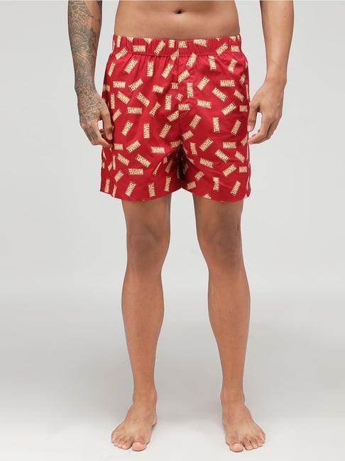 zoiro red cotton regular fit printed boxers