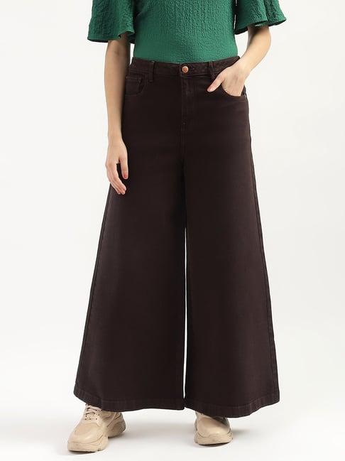 united colors of benetton brown regular fit high rise trousers