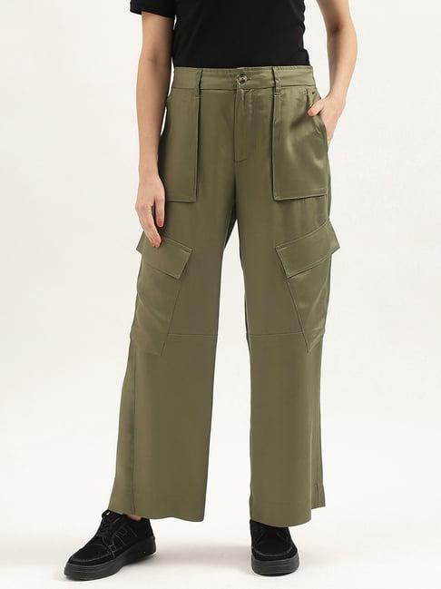 united colors of benetton olive regular fit mid rise trousers