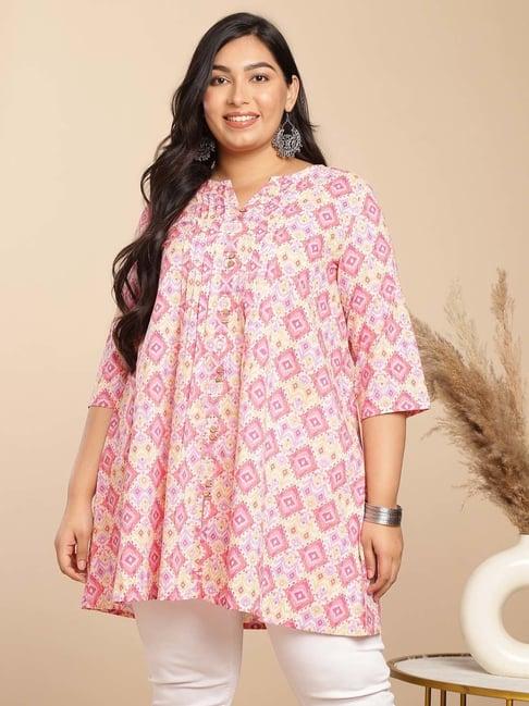 janasya pink cotton printed tunic