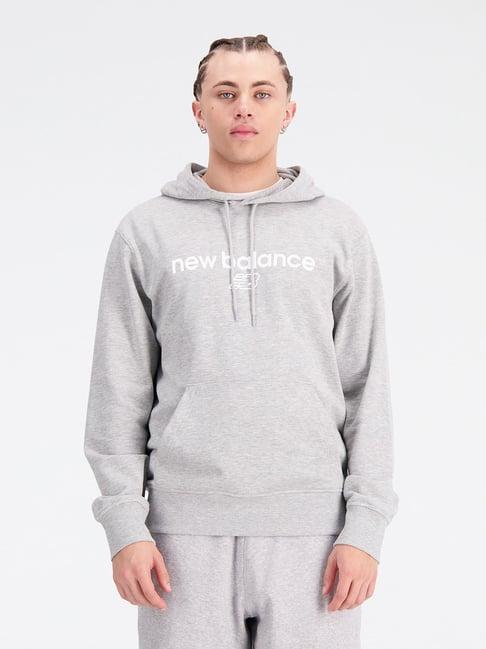 new balance grey melange comfort fit hooded sweatshirt