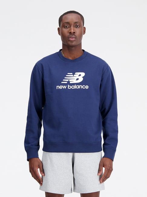 new balance navy comfort fit logo print sweatshirt