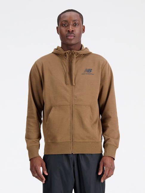 new balance khaki comfort fit hooded sweatshirt