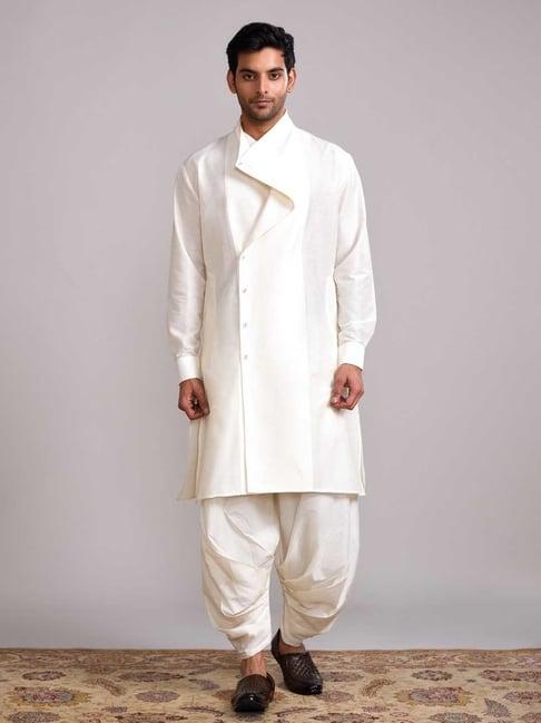 abhishti cream straight fit kurta & salwar set