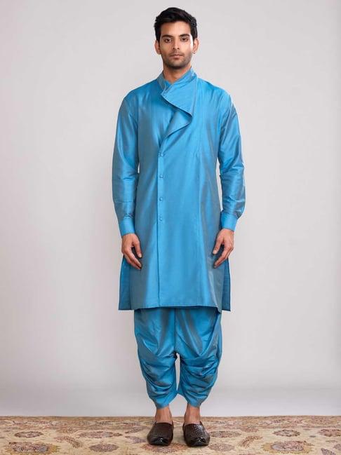 abhishti blue straight fit kurta & salwar set