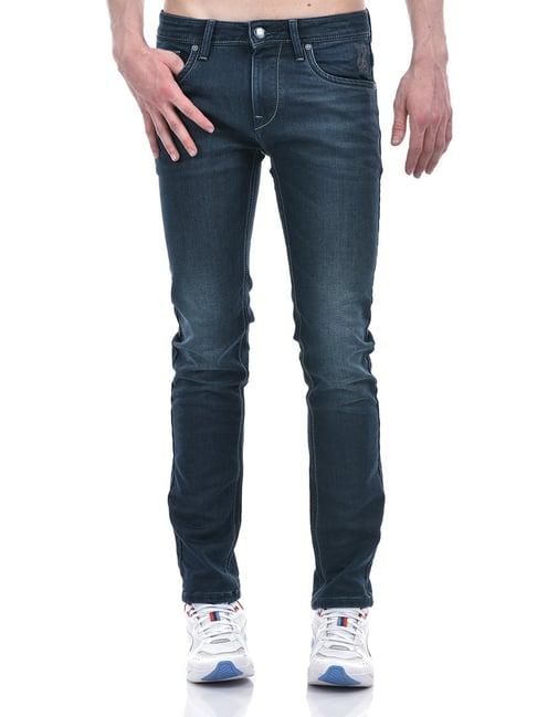 lawman pg3 dark blue slim fit lightly washed jeans