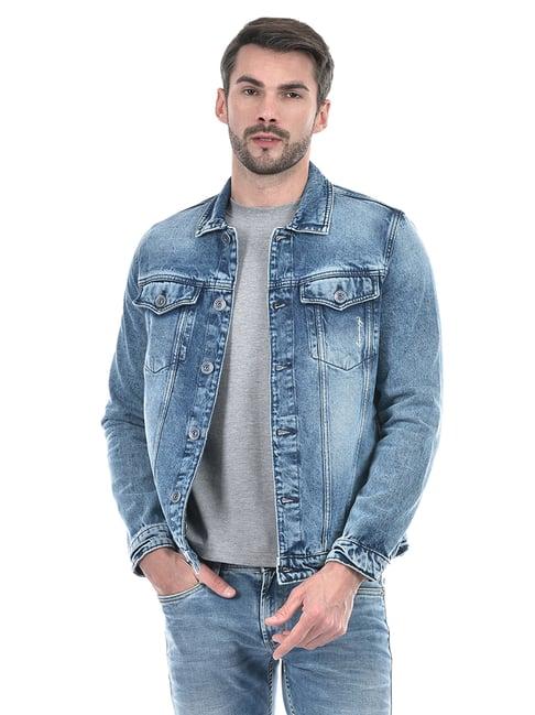 lawman pg3 blue regular fit cotton denim jacket