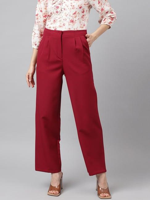 latin quarters red polyester regular fit high rise pants