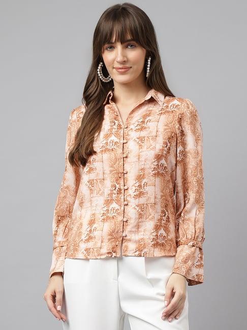 latin quarters brown & white printed shirt