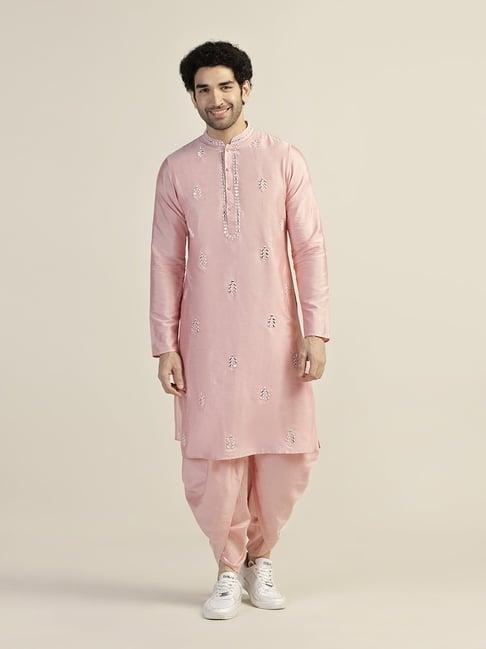 kisah pink regular fit embellished kurta bottom set