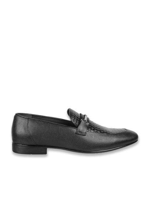 metro men's black formal loafers