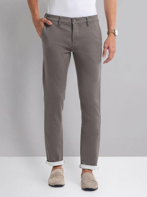 ad by arvind grey slim fit chinos