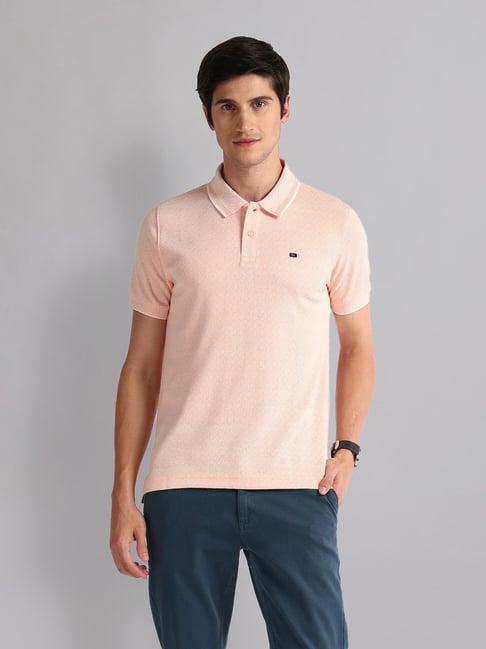 ad by arvind orange slim fit self design polo t-shirt