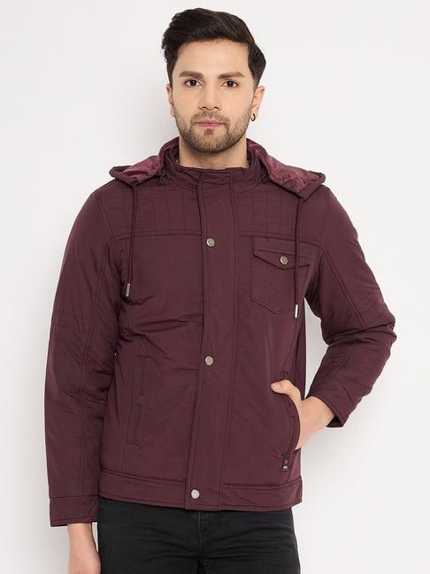 duke wine slim fit hooded jacket