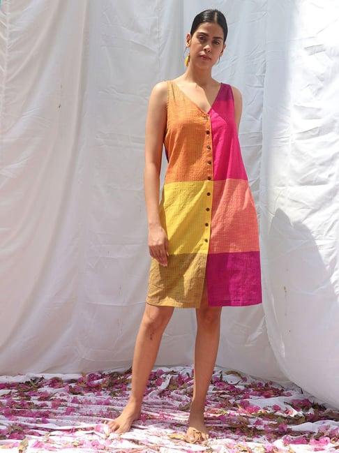 chidiyaa rainbow cafe iris handwoven cotton dress