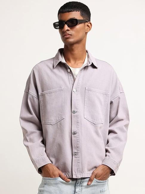 nuon by westside lilac relaxed fit denim jacket