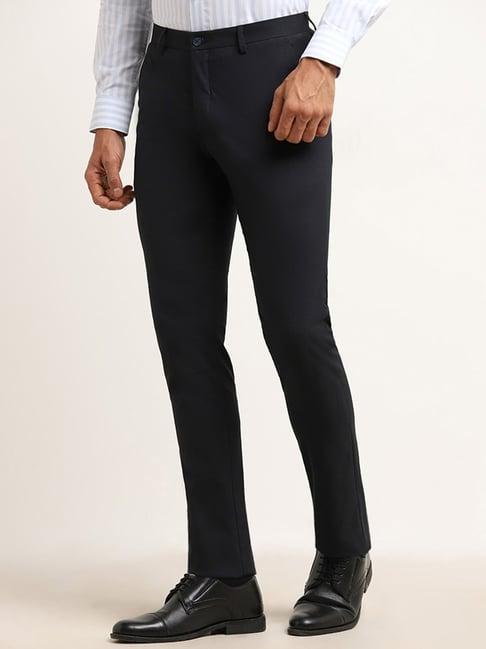 wes formals by westside navy ultra slim fit mid rise trousers