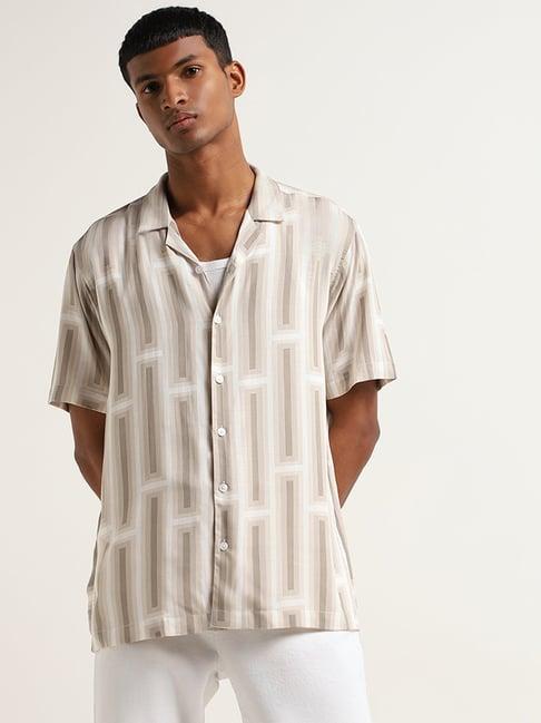 nuon by westside beige relaxed fit printed shirt