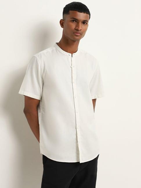 eta by westside off-white solid resort fit shirt