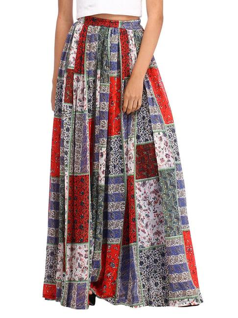 scorpius multicolor georgette floral print skirt