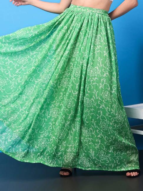 scorpius green floral print skirt