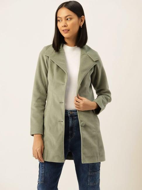 leather retail green regular fit jacket