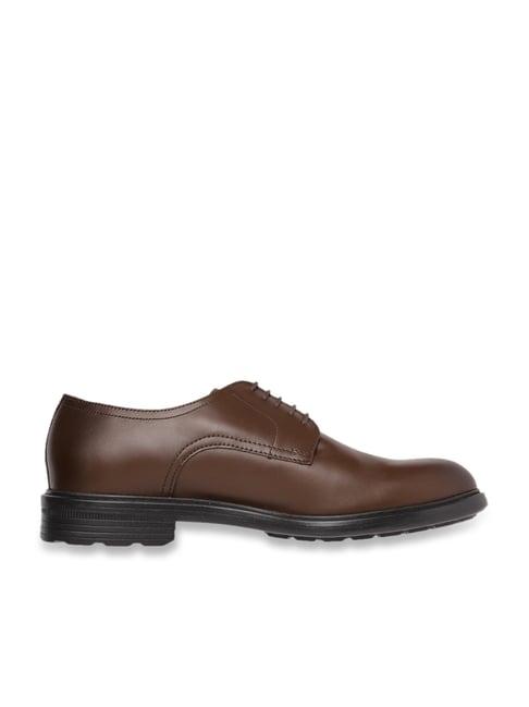 geox men's walk pleasure cognac derby shoes