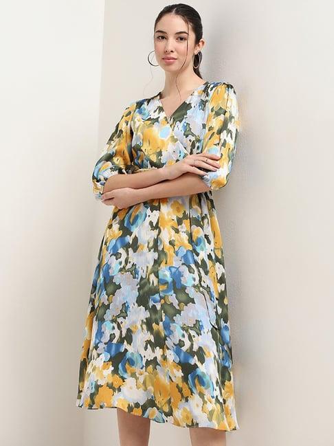 wardrobe by westside multicolour floral print midi dress