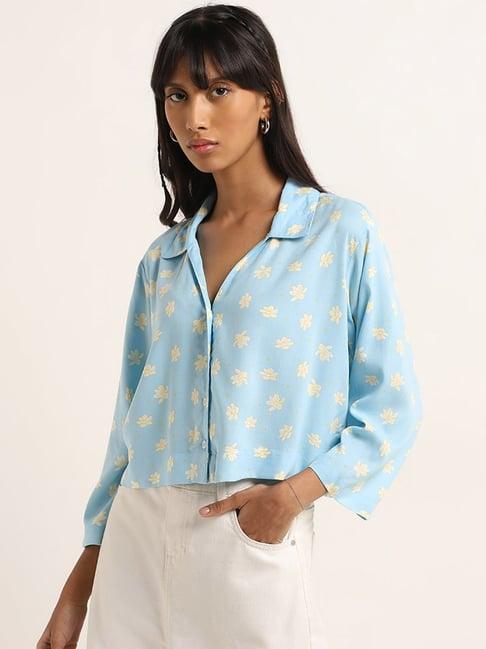 bombay paisley by westside blue floral printed shirt